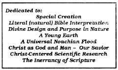 Box at the top of a May 1989 Bible-Science Newsletter